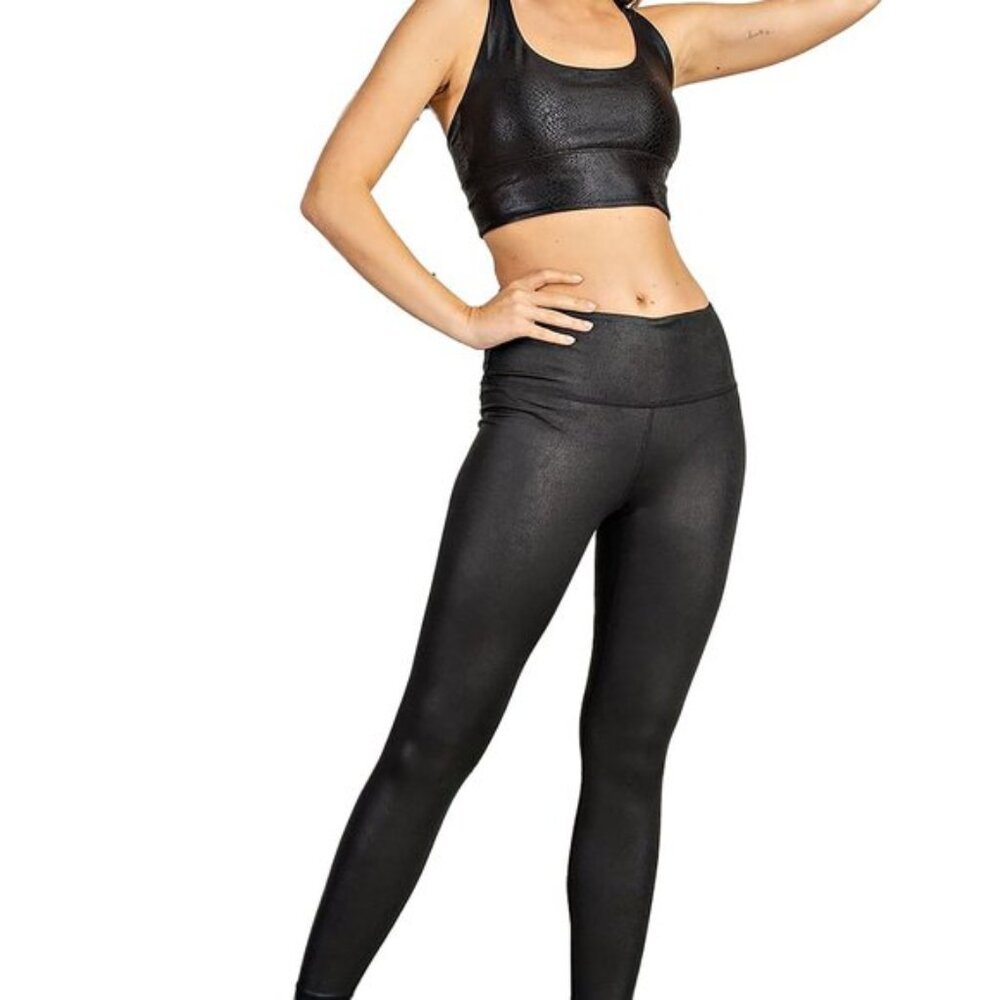 Spanx Compression Leggings, Wide Waisted Faux Leather Yoga Pants for Women